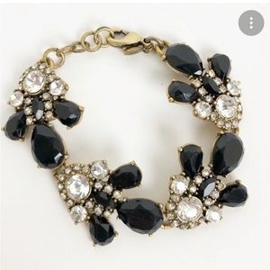 J. Crew Black Onyx Rhinestone Statement Bracelet